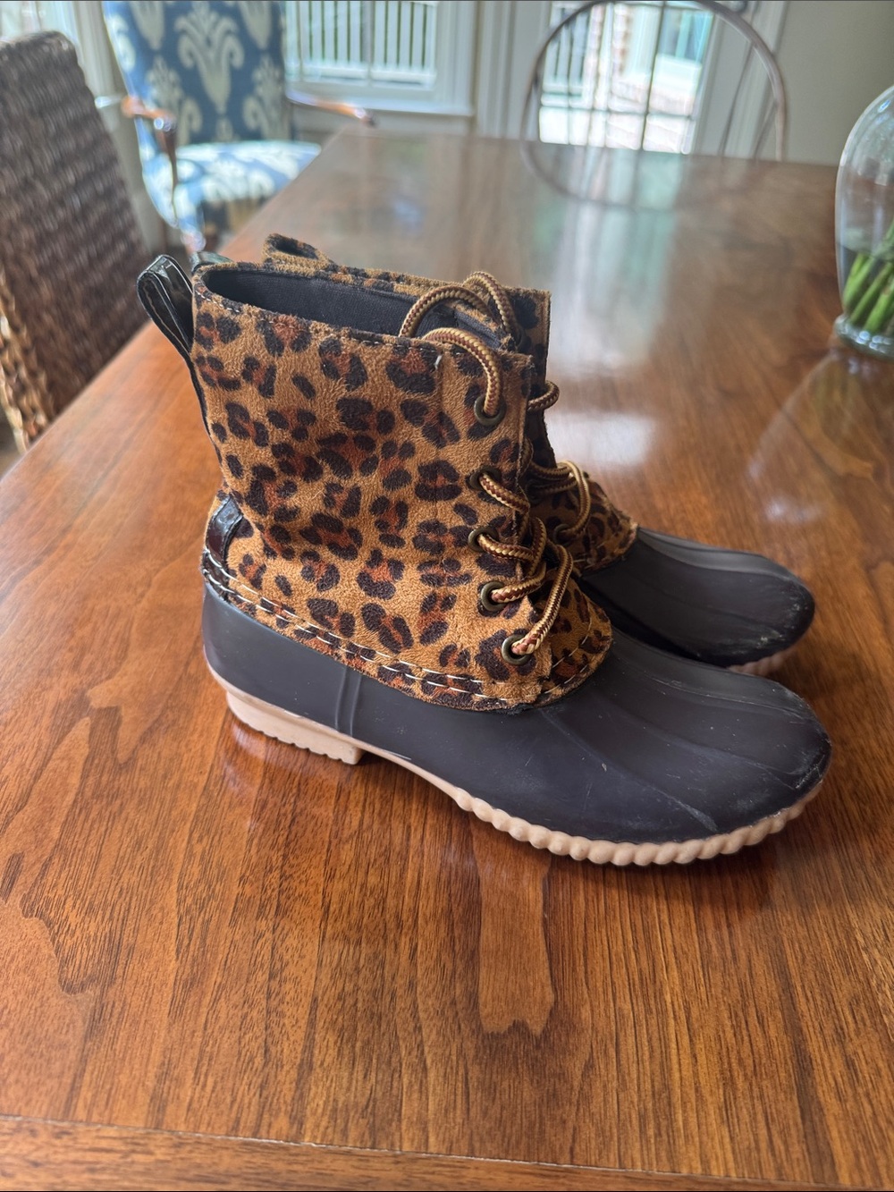 Leopard Print Duck Boots